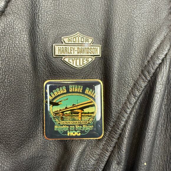 Harley-Davidson Women’s Leather Vest XL w/ Collectible Pins Lined - Picture 4 of 11